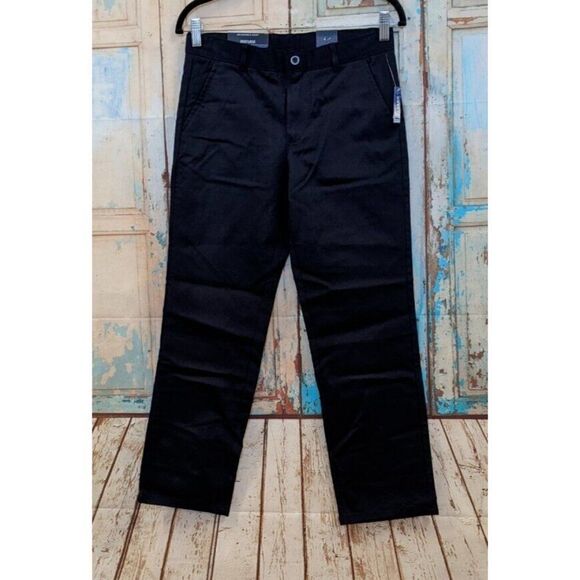 Nautica Boys Size 12 Husky Navy Adjustable Waist Flat Front Straight Pants - Picture 2 of 12